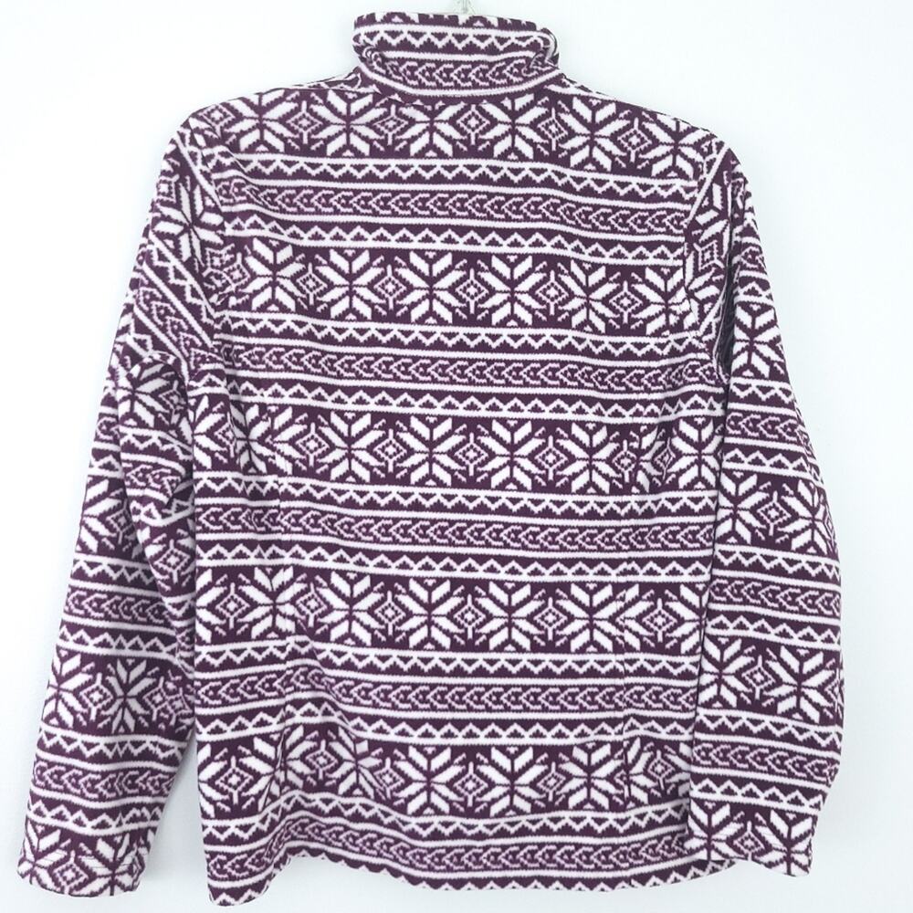 Lands' End ThermaCheck 100 Fleece Jacket Pullover Small 6-8 Snowflake Purple - Picture 2 of 4